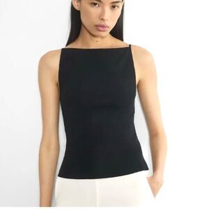 Aritzia Babaton Reflection Boatneck Tank Top Black S NWOT Ribbed Knit